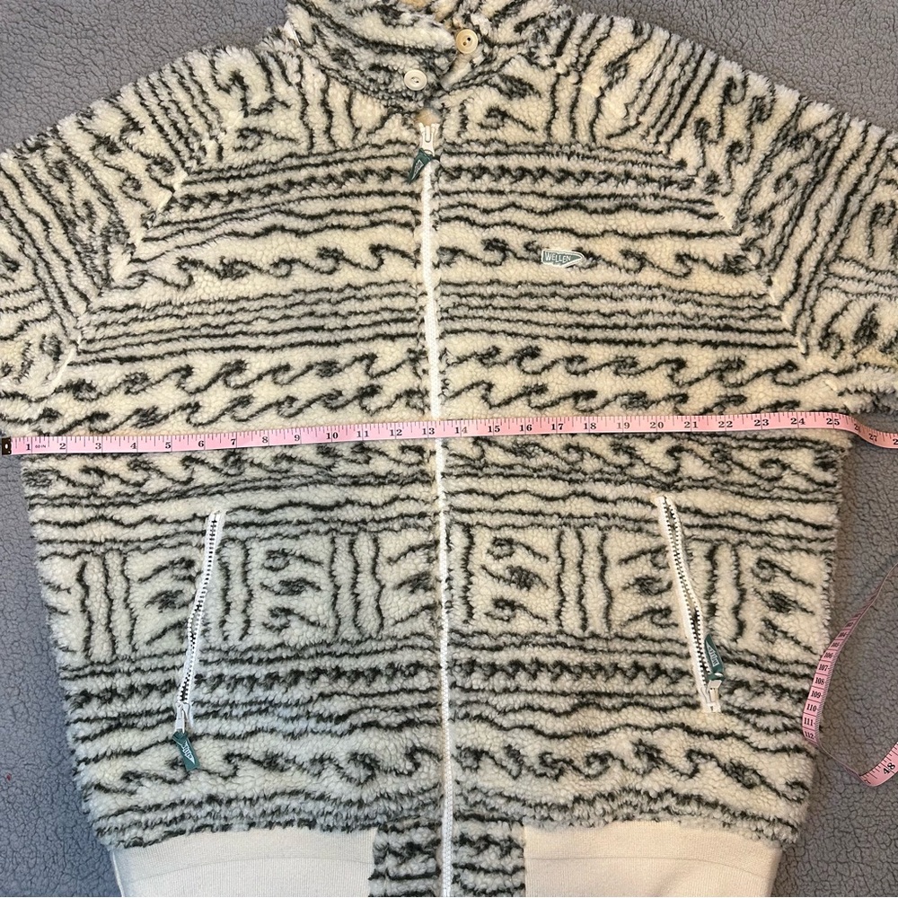 Wellen Dawn Patrol Quilted Fleece Jacket Large Black White Wind Resistant - Picture 8 of 9